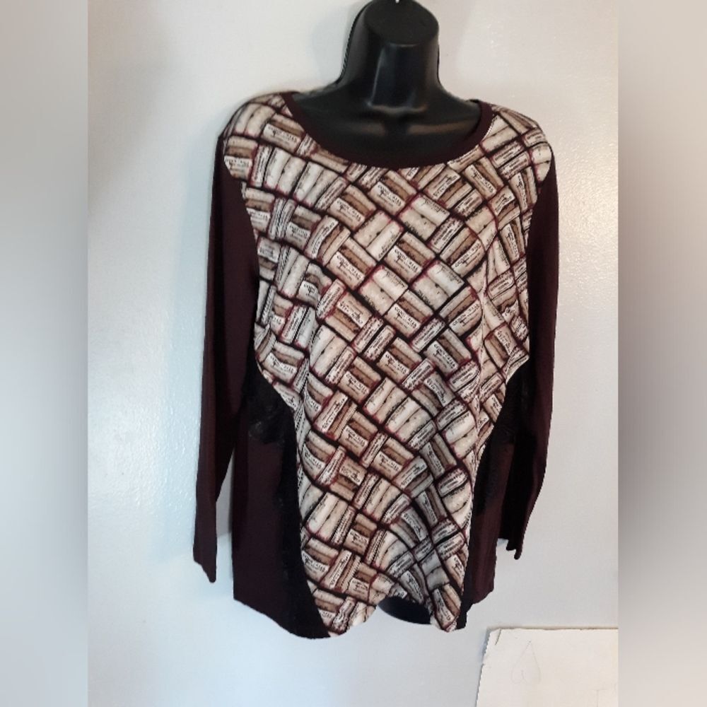 Style & Co dark red long sleeve top